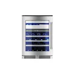 XO XOU24WWGSL 24" Undercounter Wine and Weed Preservation System with 5.7 cu. ft. Capacity, Dual Zones, 2 Glide Out Cedar Drawer, Secure Lock and Key, Tri-Color Illumination, Alarm Function, Sabbath Mode, Low E Glass, in Stainless Steel (Left Hinge)