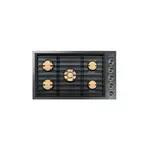 Dacor DTG36M955FM 36" Smart Gas Cooktop with Continuous Grates, 5 Brass Burners, Automatic Burner Reignition, and Auto Connect To Hood (Graphite Stainless Steel)