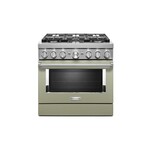 KitchenAid KFDC506JAV 36" Smart Commercial-Style Dual Fuel Range with 6 Burners, 5.1 Cu. Ft. Capacity and Even-Heat True Convection (Avocado Cream)