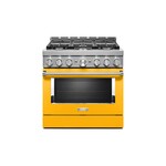 KitchenAid KFGC506JYP 36" Smart Commercial-Style Gas Range with 6 Burners, 5.1 Cu. Ft. Capacity and Even-Heat True Convection (Yellow Pepper)