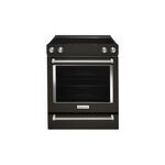 KitchenAid KSEG700EBS 30" Slide-In Electric Range with 5 Radiant Elements, 3200 Watts Heating Power, 6.4 cu. ft. Oven Capacity, Storage Drawer (Black Stainless Steel with PrintShield Finish)